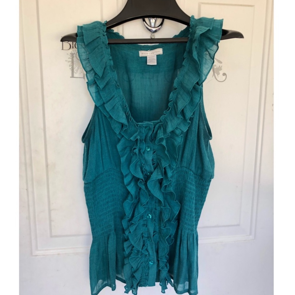Turquoise Ruffle Blouse